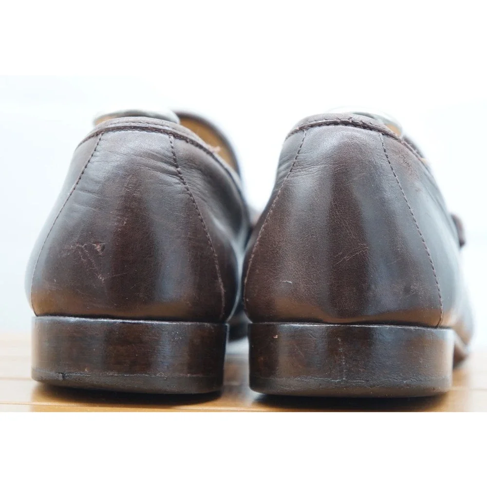 $1090 GUCCI men's leather horsebit loafers w/gold bit - dark brown - US 9.5 D